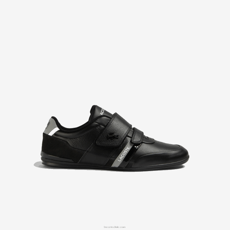 hombres Lacoste negro y gris claro 2a2 tenis Misano con correa N6XZ21726