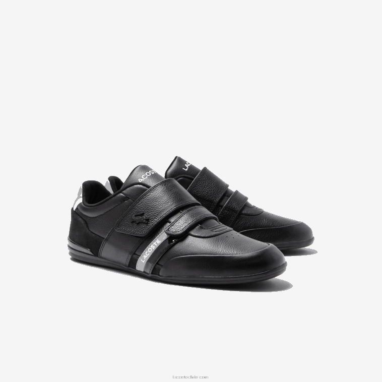 hombres Lacoste negro y gris claro 2a2 tenis Misano con correa N6XZ21726