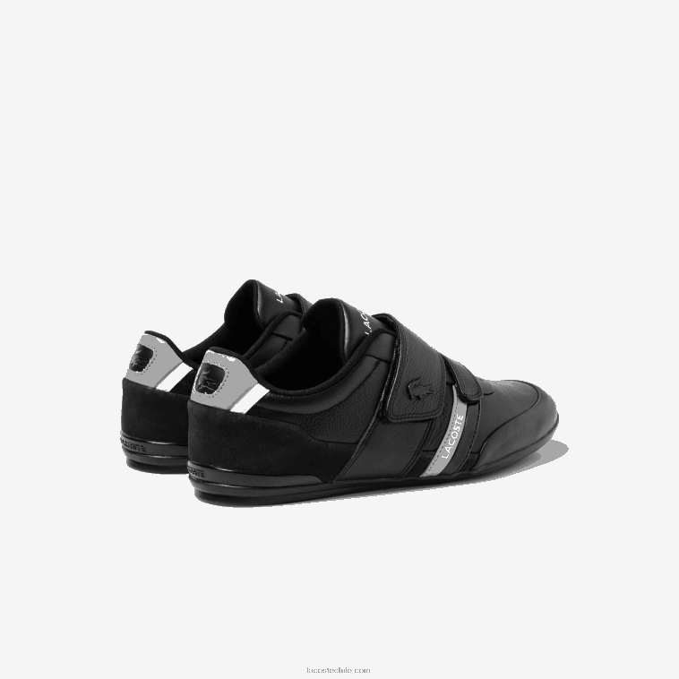 hombres Lacoste negro y gris claro 2a2 tenis Misano con correa N6XZ21726