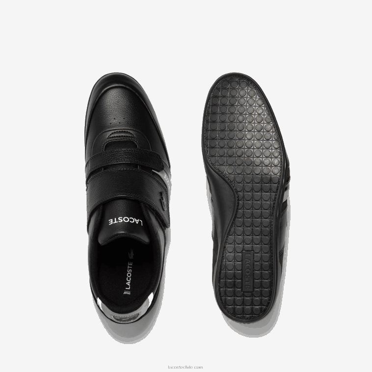hombres Lacoste negro y gris claro 2a2 tenis Misano con correa N6XZ21726