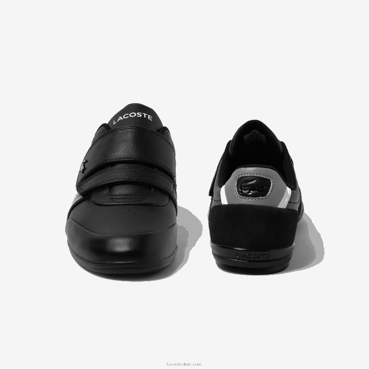 hombres Lacoste negro y gris claro 2a2 tenis Misano con correa N6XZ21726