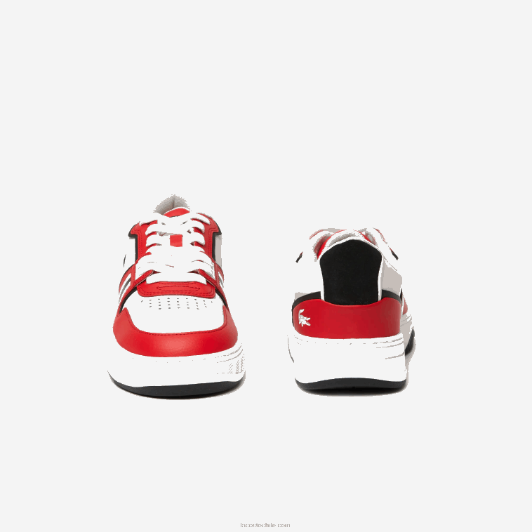 hombres Lacoste rojo blanco 17k zapatillas l001 de piel en contraste de color N6XZ21853