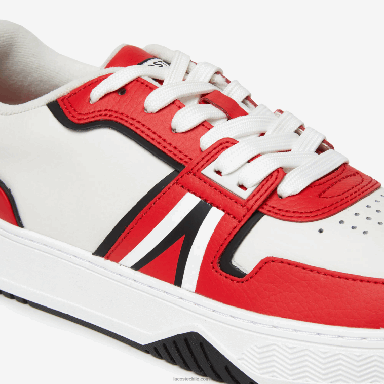 hombres Lacoste rojo blanco 17k zapatillas l001 de piel en contraste de color N6XZ21853