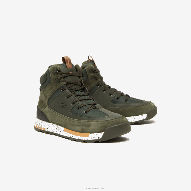 hombres Lacoste verde oscuro y blanco roto 1x3 urban breaker textil y calzado outdoor N6XZ21891