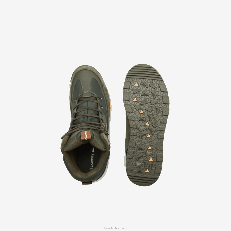 hombres Lacoste verde oscuro y blanco roto 1x3 urban breaker textil y calzado outdoor N6XZ21891