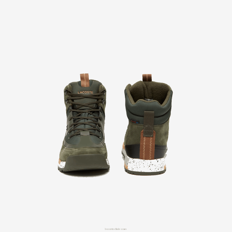 hombres Lacoste verde oscuro y blanco roto 1x3 urban breaker textil y calzado outdoor N6XZ21891