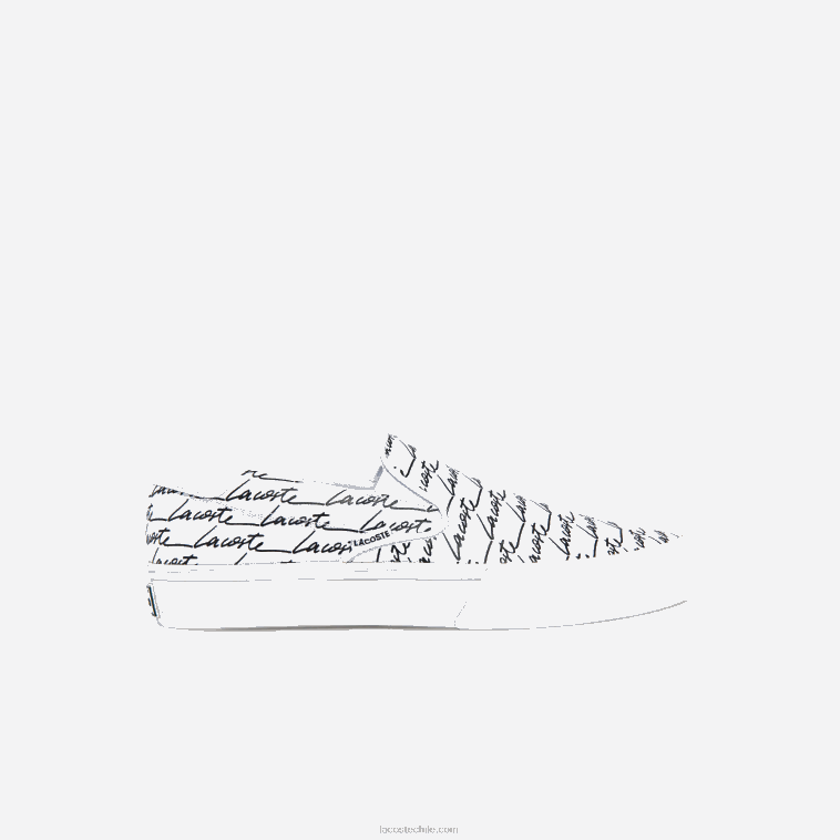 hombres Lacoste blanco y negro 147 sin cordones impresos en lienzo con servicio de salto N6XZ21860 hombres Lacoste blanco y negro 147 sin cordones impresos en lienzo con servicio de salto N6XZ21860