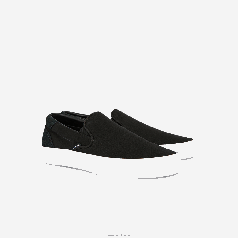 hombres Lacoste blanco y negro 312 Saltar Servir Lona Resbalón en N6XZ21871