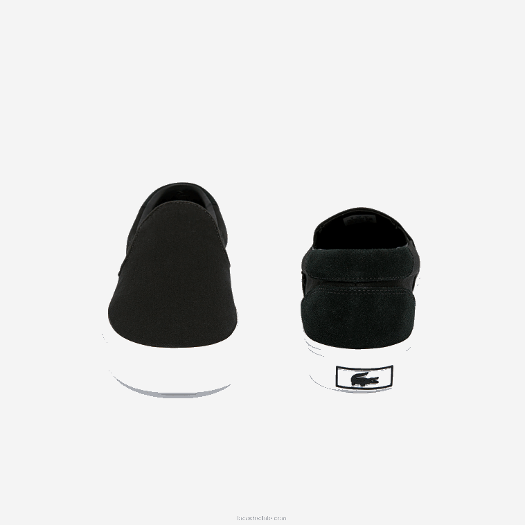 hombres Lacoste blanco y negro 312 Saltar Servir Lona Resbalón en N6XZ21871