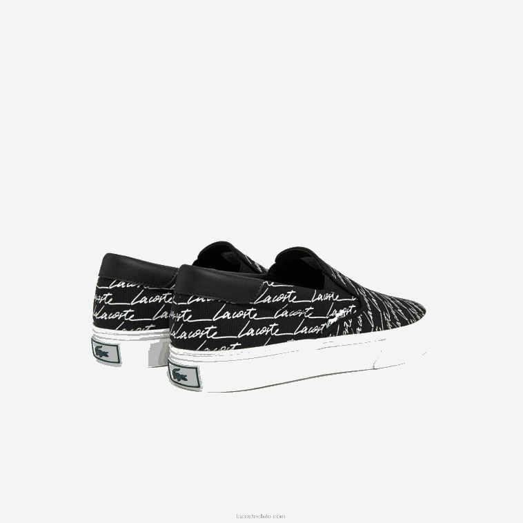 hombres Lacoste blanco y negro 312 servicio de salto de lona y sin cordones sintéticos N6XZ21828