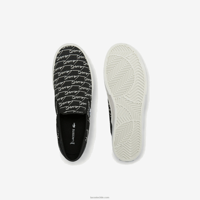 hombres Lacoste blanco y negro 312 servicio de salto de lona y sin cordones sintéticos N6XZ21828