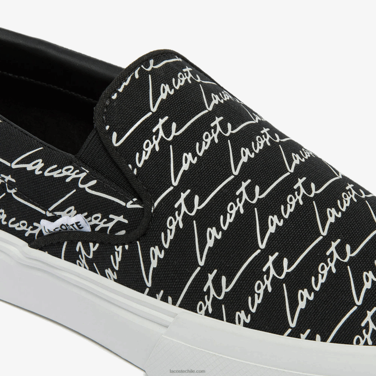 hombres Lacoste blanco y negro 312 servicio de salto de lona y sin cordones sintéticos N6XZ21828