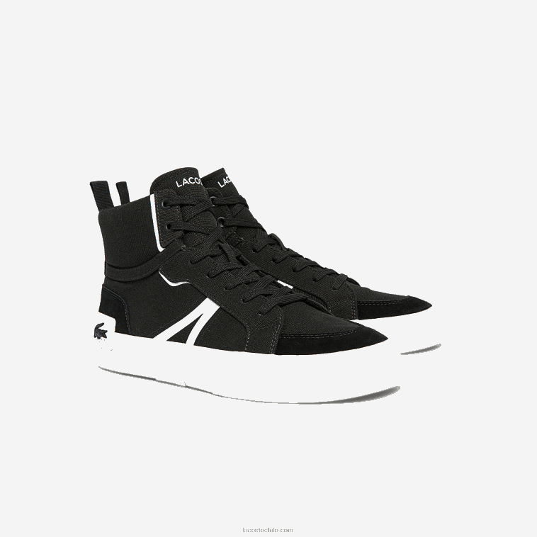 hombres Lacoste blanco y negro 312 tenis l004 mid de lona N6XZ21804