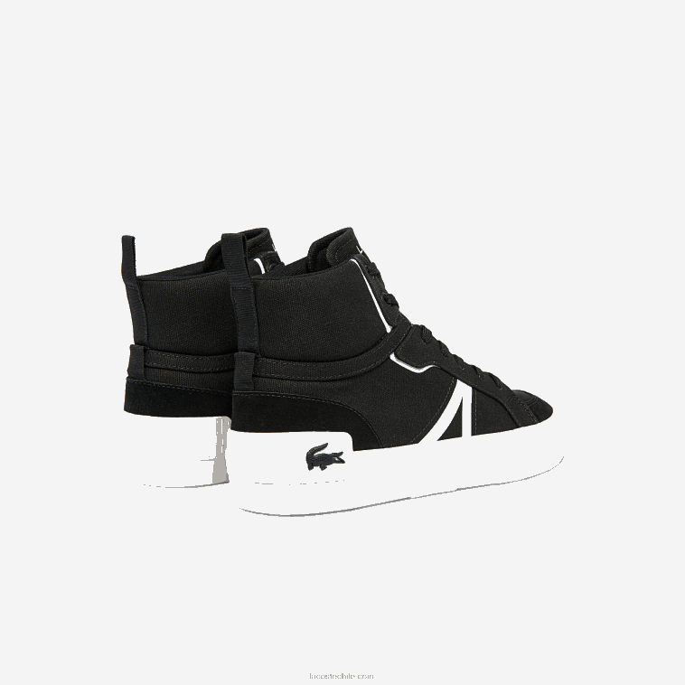 hombres Lacoste blanco y negro 312 tenis l004 mid de lona N6XZ21804