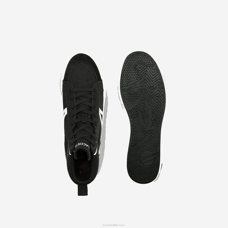 hombres Lacoste blanco y negro 312 tenis l004 mid de lona N6XZ21804