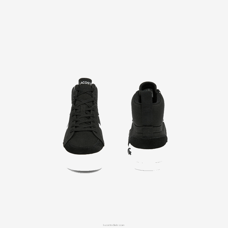 hombres Lacoste blanco y negro 312 tenis l004 mid de lona N6XZ21804