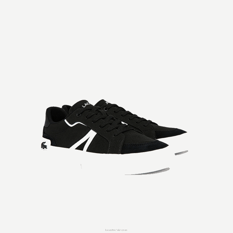 hombres Lacoste blanco y negro 312 zapatillas de lona l004 N6XZ21801