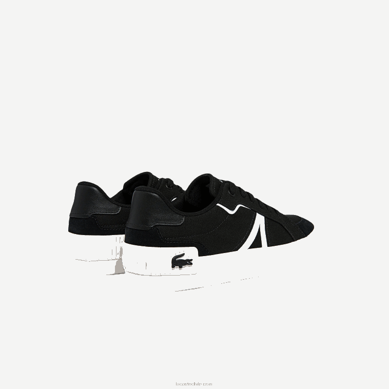 hombres Lacoste blanco y negro 312 zapatillas de lona l004 N6XZ21801