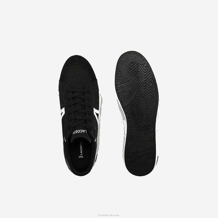 hombres Lacoste blanco y negro 312 zapatillas de lona l004 N6XZ21801