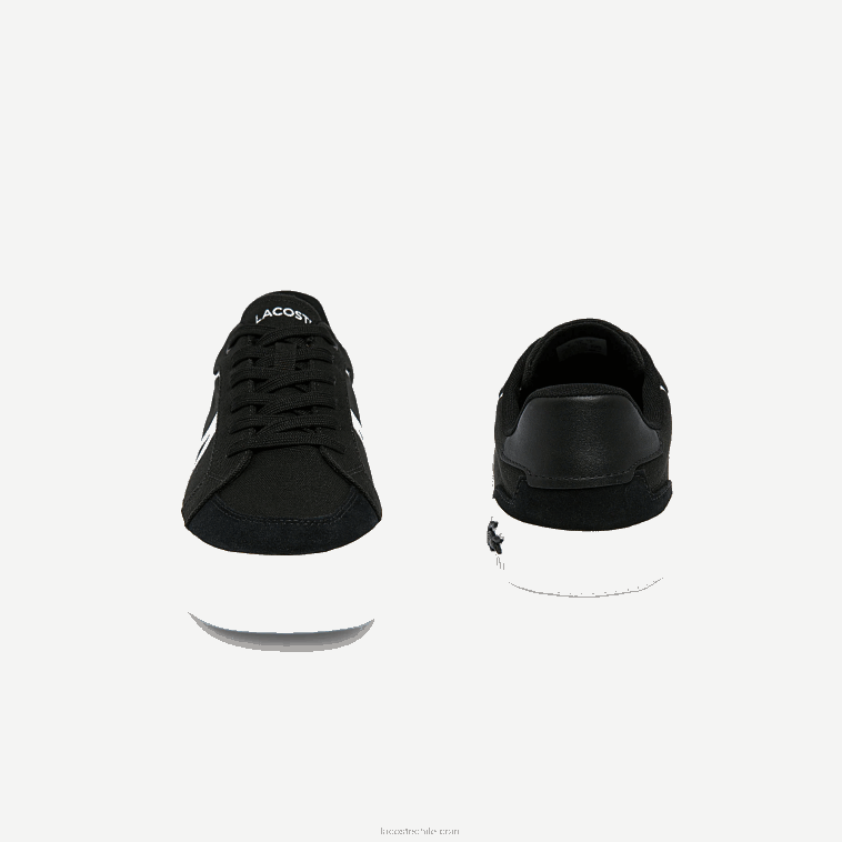 hombres Lacoste blanco y negro 312 zapatillas de lona l004 N6XZ21801