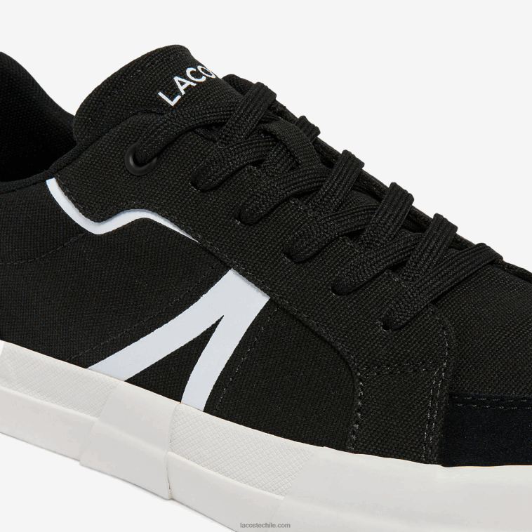 hombres Lacoste blanco y negro 312 zapatillas de lona l004 N6XZ21801