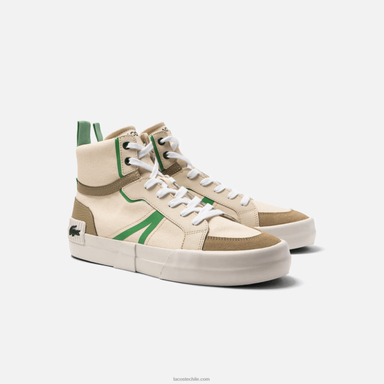 hombres Lacoste bronceado/verde af6 zapatillas l004 de tejido medio N6XZ21753