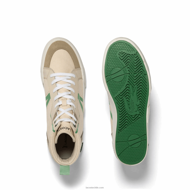 hombres Lacoste bronceado/verde af6 zapatillas l004 de tejido medio N6XZ21753