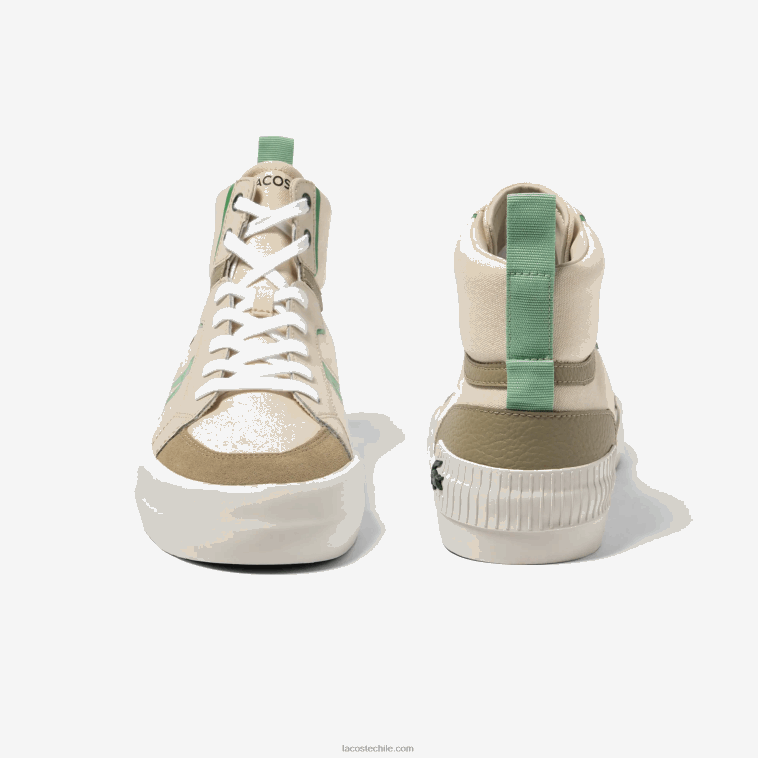 hombres Lacoste bronceado/verde af6 zapatillas l004 de tejido medio N6XZ21753