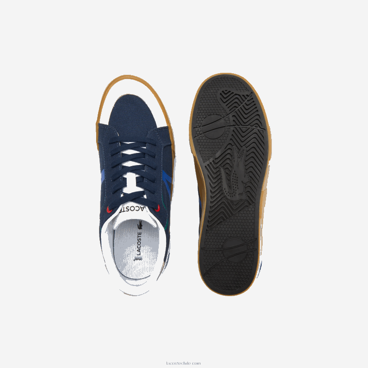 hombres Lacoste chicle azul marino gu1 tenis l004 textil con suela de goma N6XZ21856