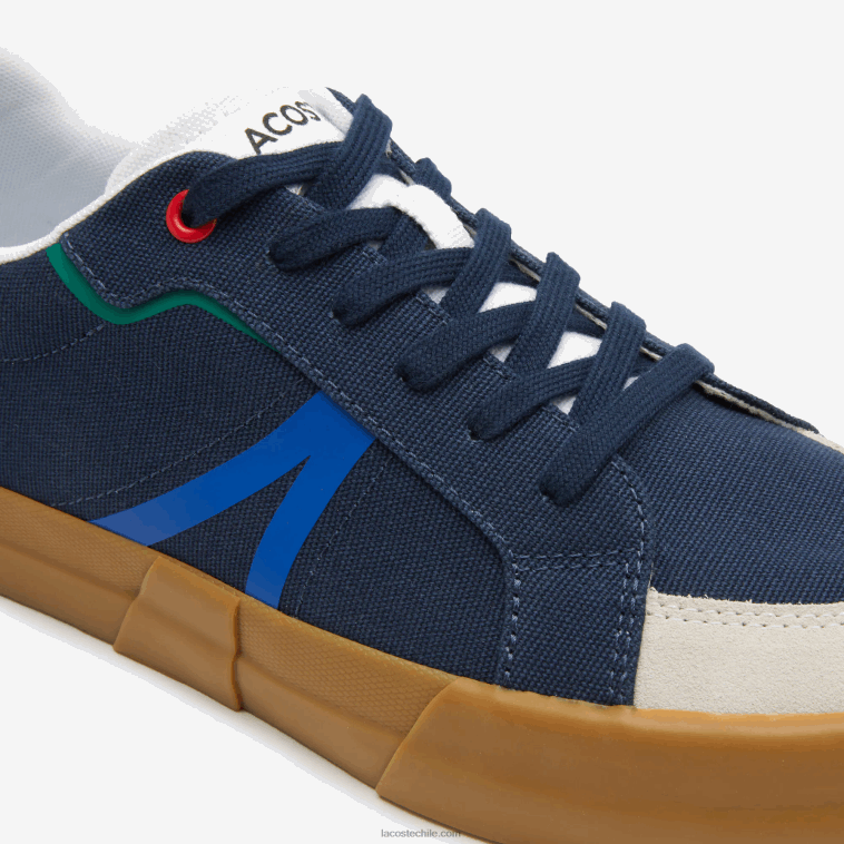hombres Lacoste chicle azul marino gu1 tenis l004 textil con suela de goma N6XZ21856