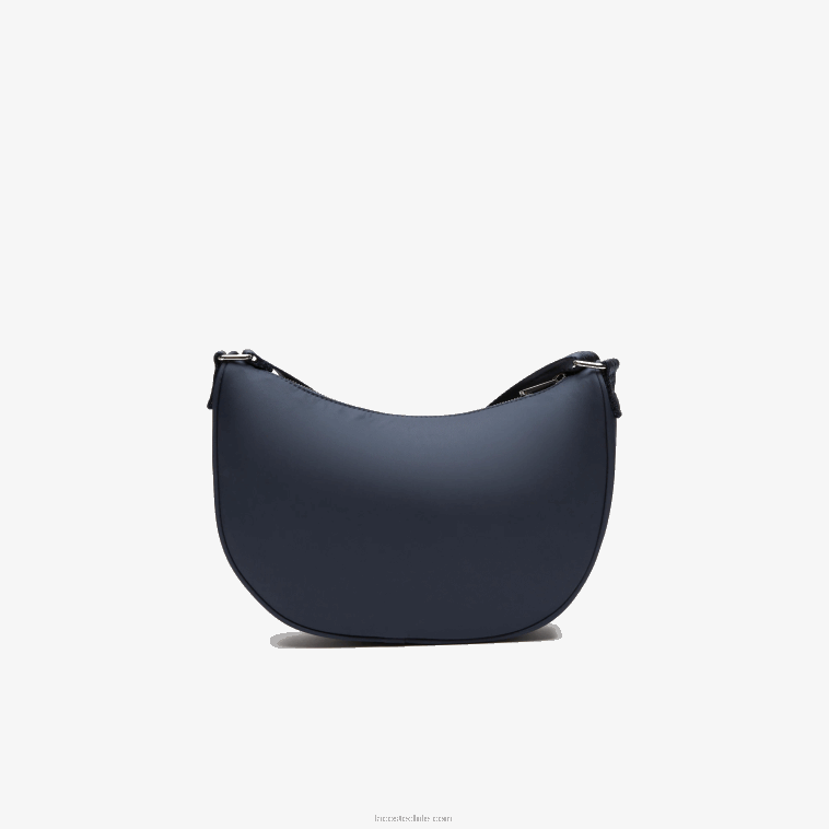 mujer Lacoste azul nuit blanc m05 bolsa de media luna con logo en contraste N6XZ22796