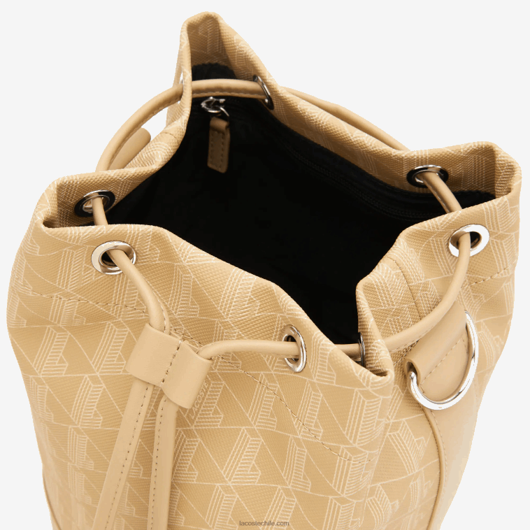 mujer Lacoste beige vienés l01 bolsa bombonera con monograma estampado N6XZ22869