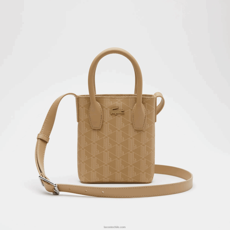 mujer Lacoste beige vienés l01 bolso satchel mini con monograma estampado N6XZ22790 mujer Lacoste beige vienés l01 bolso satchel mini con monograma estampado N6XZ22790