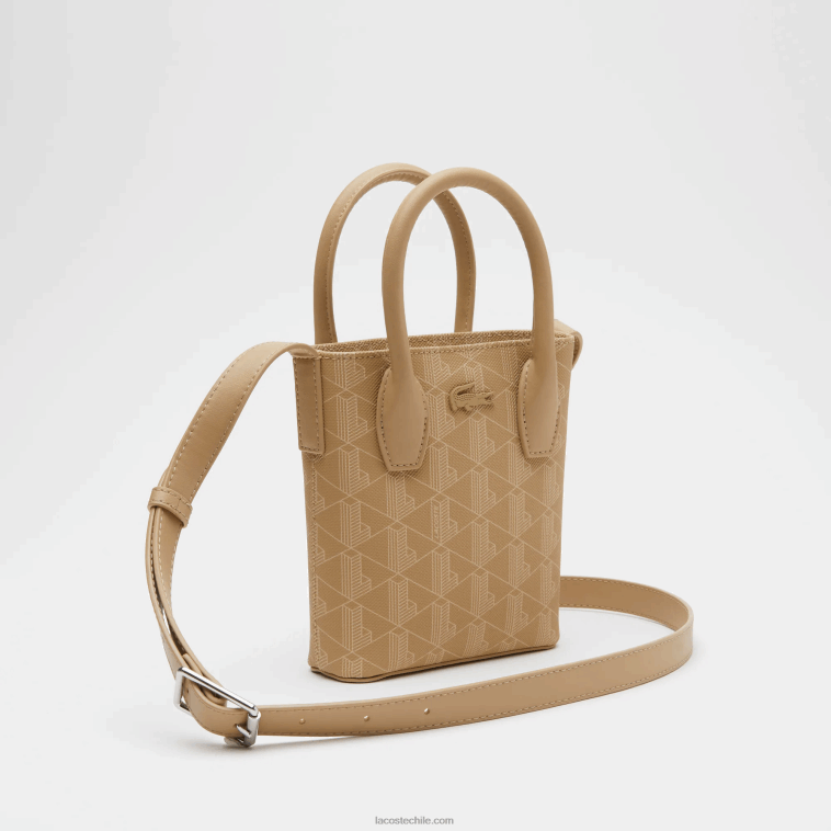 mujer Lacoste beige vienés l01 bolso satchel mini con monograma estampado N6XZ22790
