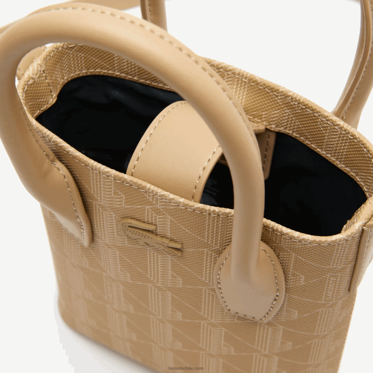 mujer Lacoste beige vienés l01 bolso satchel mini con monograma estampado N6XZ22790