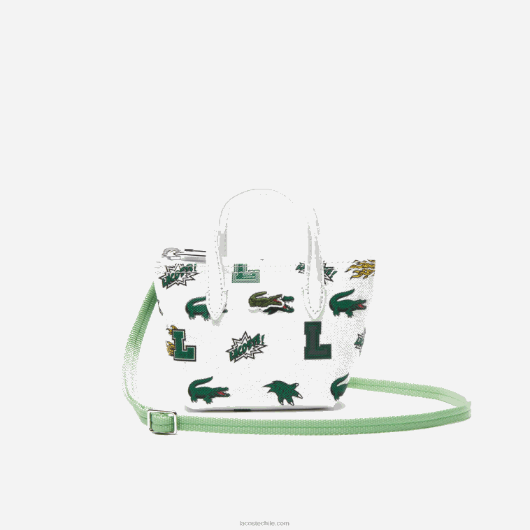 mujer Lacoste blanc croc por toda la prenda l05 bolso nano con estampado de cómic N6XZ22883