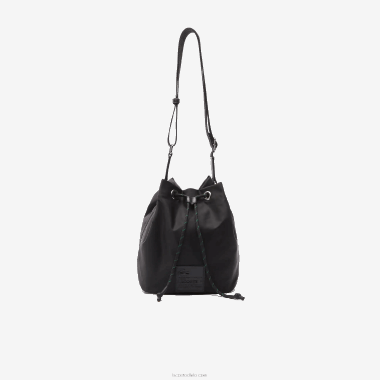 mujer Lacoste negro 000 bolsa bombonera con parche de la firma N6XZ22876