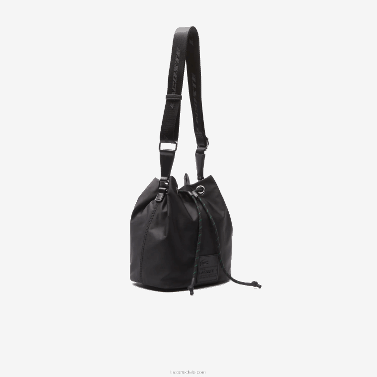 mujer Lacoste negro 000 bolsa bombonera con parche de la firma N6XZ22876
