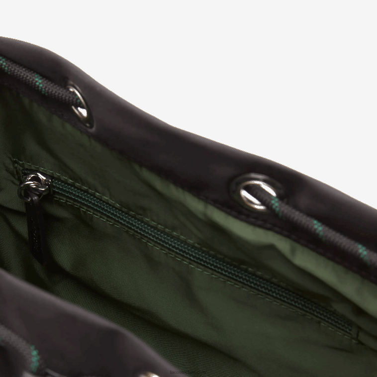 mujer Lacoste negro 000 bolsa bombonera con parche de la firma N6XZ22876