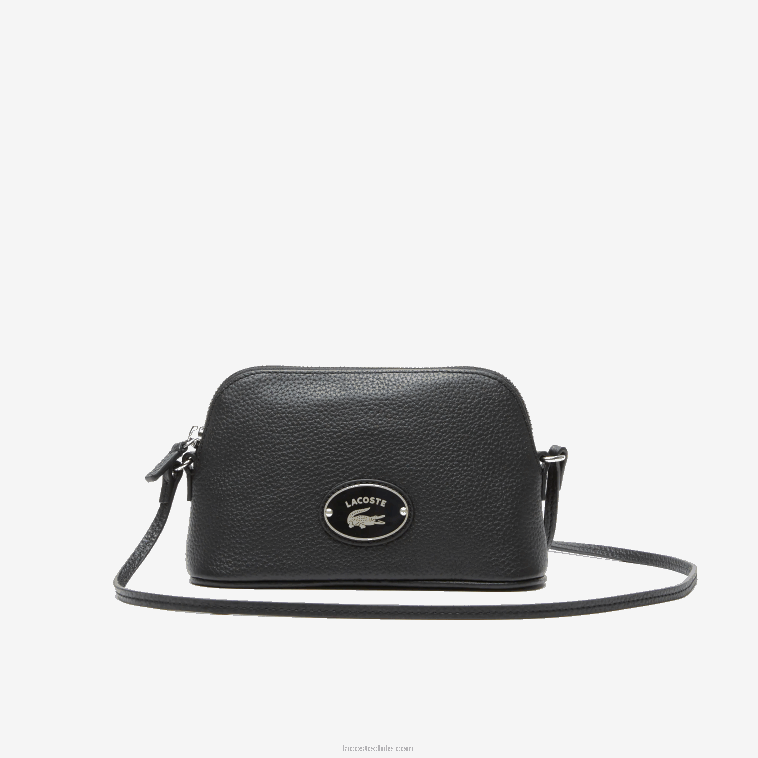 mujer Lacoste negro 000 bolsa crossover con cúpula de cuero granulado N6XZ22864
