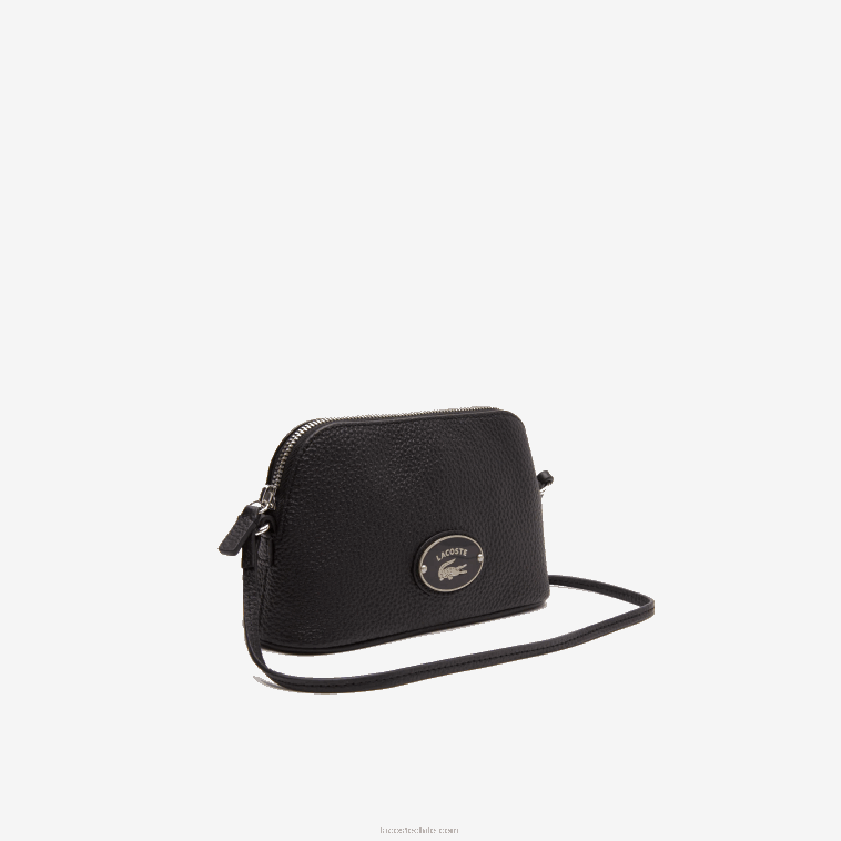 mujer Lacoste negro 000 bolsa crossover con cúpula de cuero granulado N6XZ22864