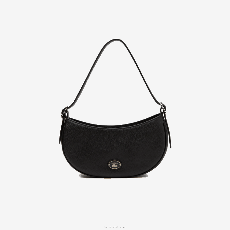 mujer Lacoste negro 000 bolsa de media luna de piel flor N6XZ22791