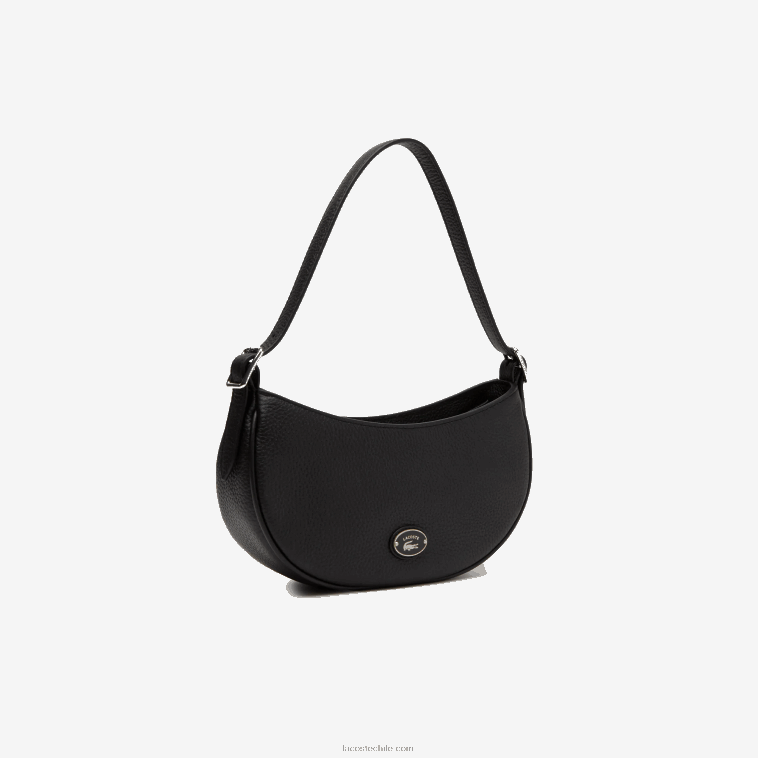 mujer Lacoste negro 000 bolsa de media luna de piel flor N6XZ22791