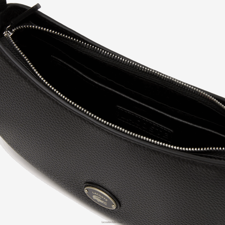 mujer Lacoste negro 000 bolsa de media luna de piel flor N6XZ22791