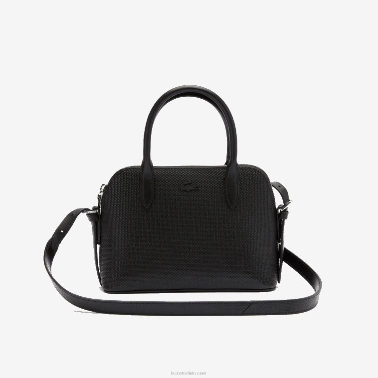 mujer Lacoste negro 000 bolso chantaco de piel piqué con asa superior N6XZ22831