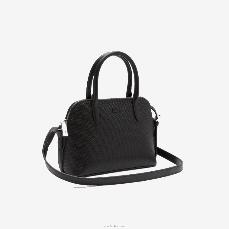 mujer Lacoste negro 000 bolso chantaco de piel piqué con asa superior N6XZ22831