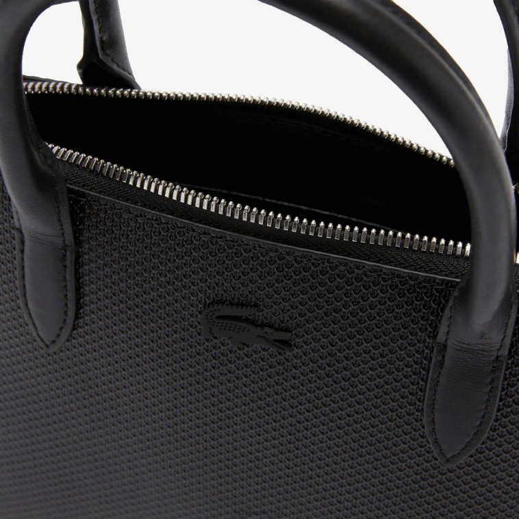 mujer Lacoste negro 000 bolso chantaco de piel piqué con asa superior N6XZ22831