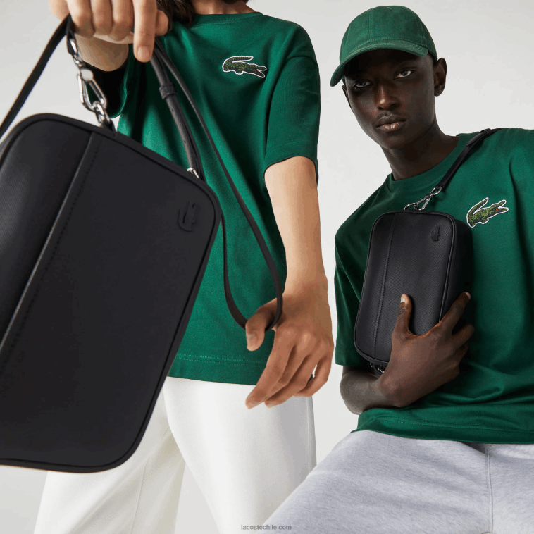mujer Lacoste negro 000 bolso cruzado con bolsillo plano y cremallera N6XZ22868