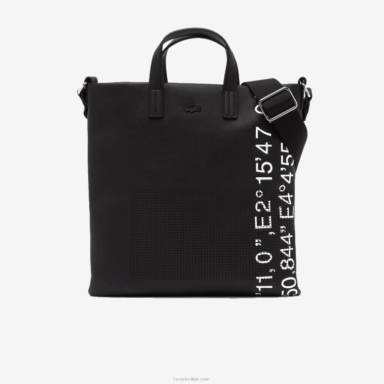 mujer Lacoste negro blanco 279 bolsa de compras con coordenadas geográficas en contraste N6XZ22829