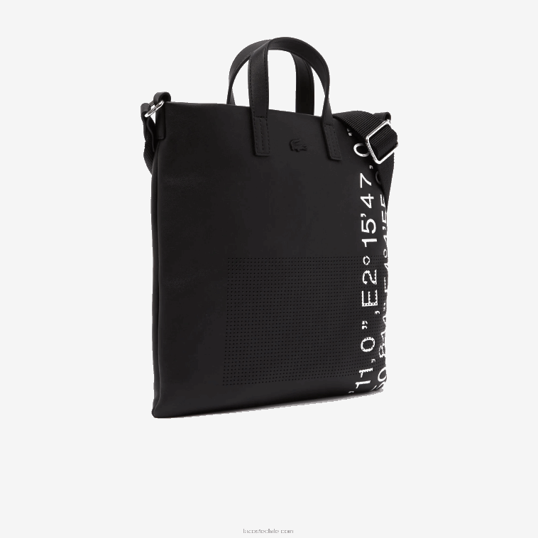 mujer Lacoste negro blanco 279 bolsa de compras con coordenadas geográficas en contraste N6XZ22829
